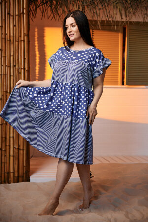 Платье женское 9200 полоса горох джинс