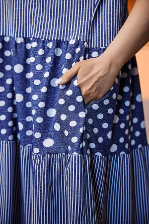 Платье женское 9200 полоса горох джинс