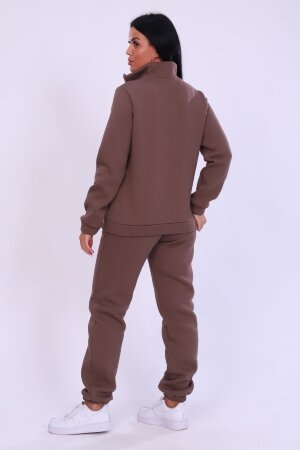 Женский костюм с брюками 19129 коричневый