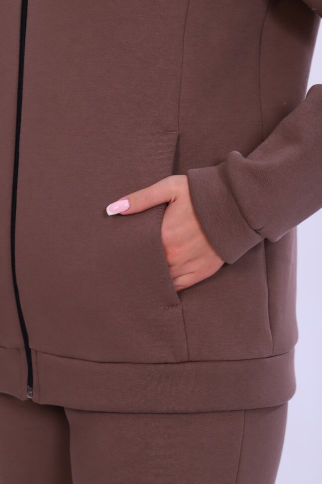 Женский костюм с брюками 19129 коричневый