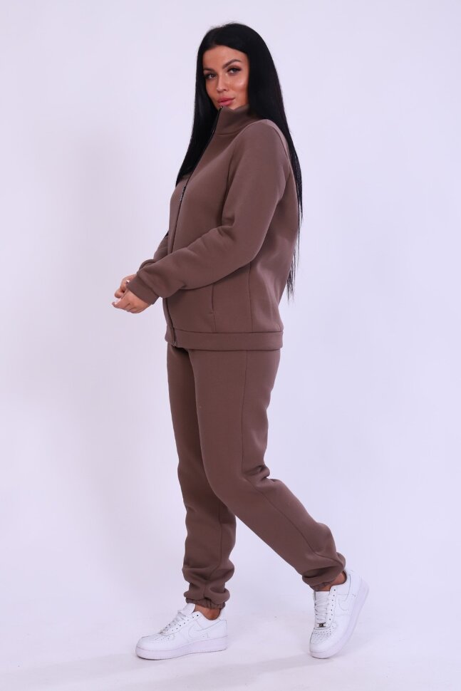 Женский костюм с брюками 19129 коричневый