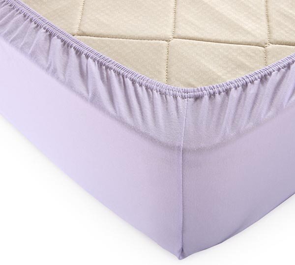 Простыня на резинке Светло-сиреневая, трикотаж