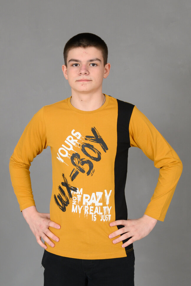 Детский лонгслив для мальчика 83017 горчичный