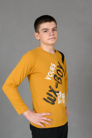 Детский лонгслив для мальчика 83017 горчичный