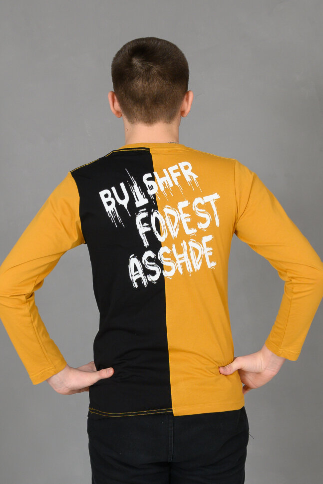 Детский лонгслив для мальчика 83017 горчичный
