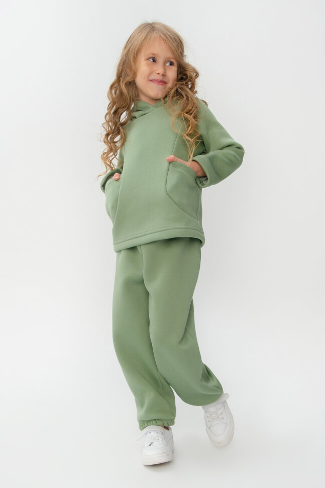 Костюм с брюками для девочки Няша оливковый
