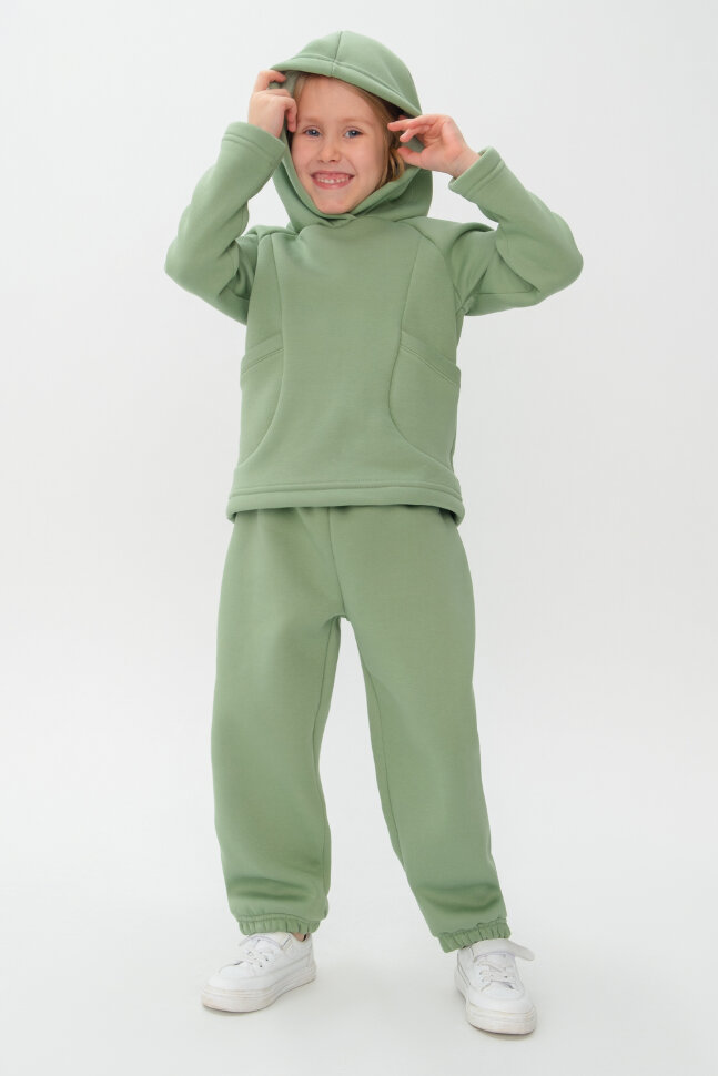 Костюм с брюками для девочки Няша оливковый