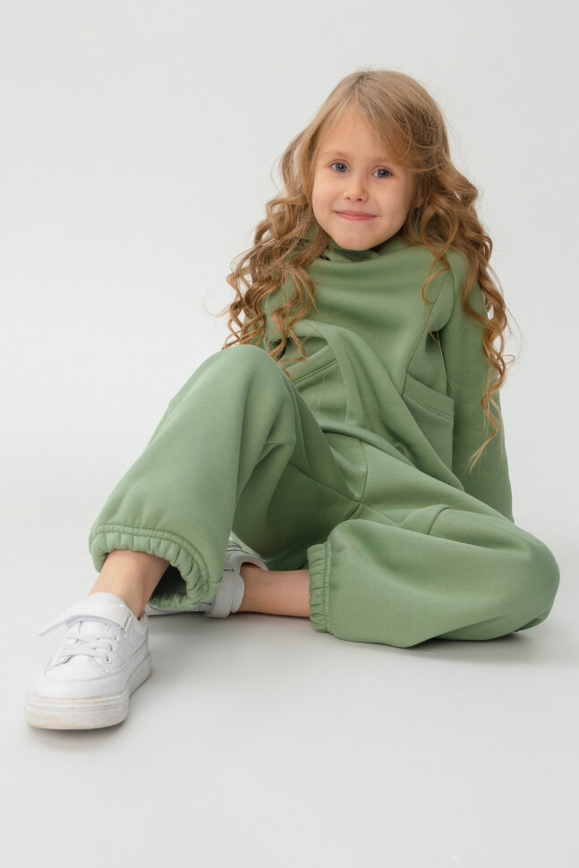 Костюм с брюками для девочки Няша оливковый