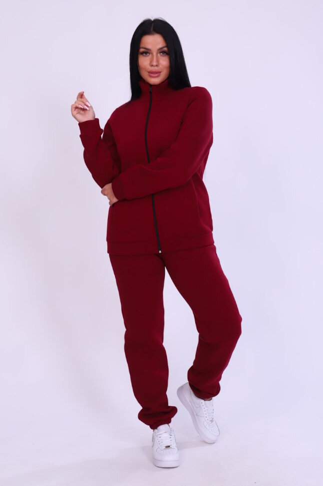Женский костюм с брюками 19129 бордо