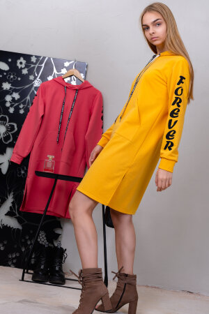 Женская толстовка-платье 6167 желтый
