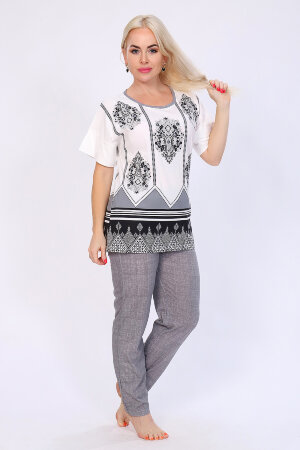 Женский костюм с брюками 65015 серый