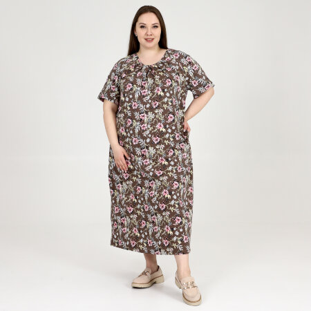Платье Душка коричневые цветы ПГ-908