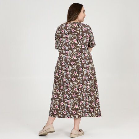 Платье Душка коричневые цветы ПГ-908