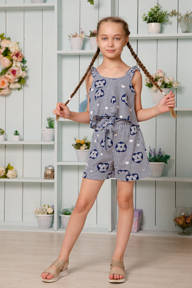 Костюм с шортами для девочки 5121 синий