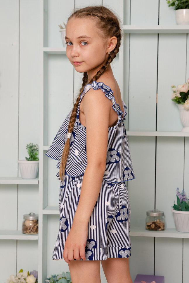 Костюм с шортами для девочки 5121 синий