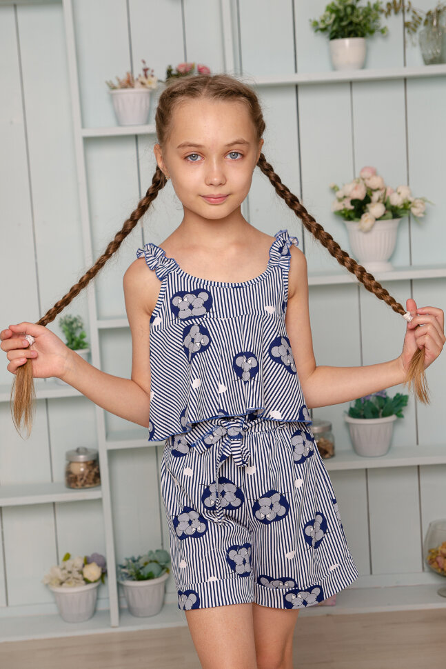 Костюм с шортами для девочки 5121 синий