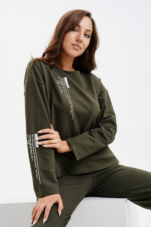 Женский костюм с брюками 67062 хаки