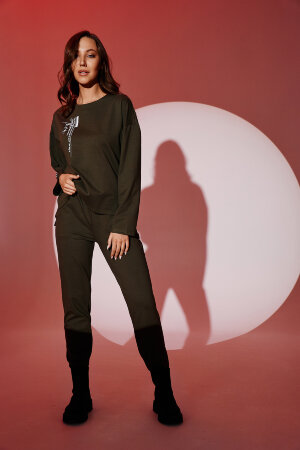 Женский костюм с брюками 67062 хаки