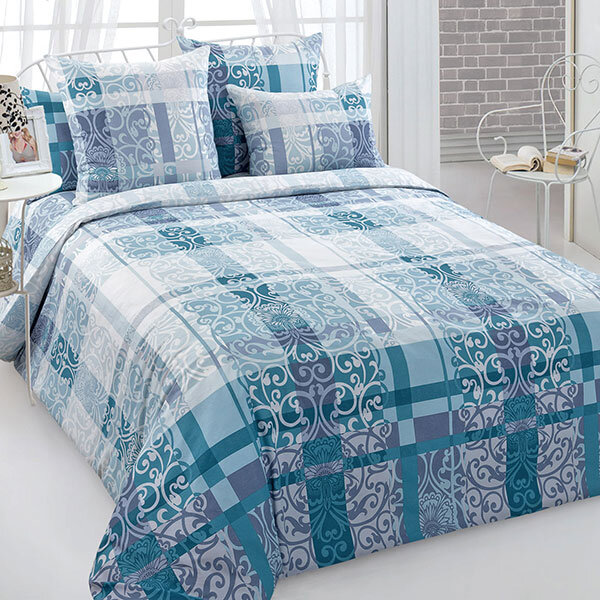 Покрывало стеганое Декор голубой, бязь