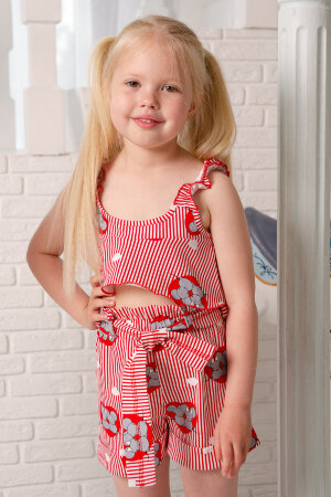 Костюм с шортами для девочки 5121 красный