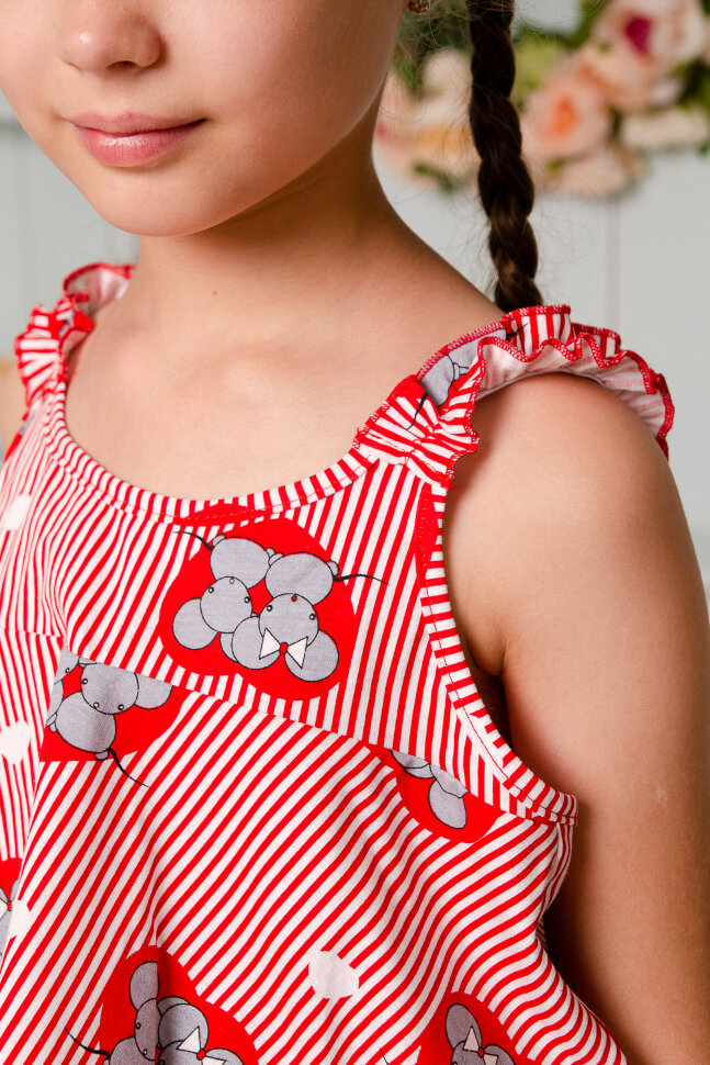 Костюм с шортами для девочки 5121 красный