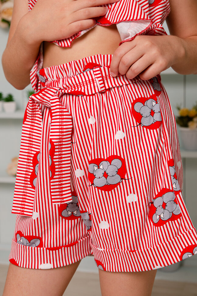 Костюм с шортами для девочки 5121 красный