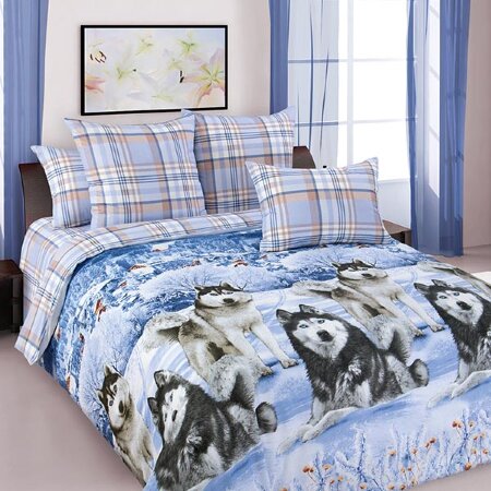 Хаски постельное белье перкаль