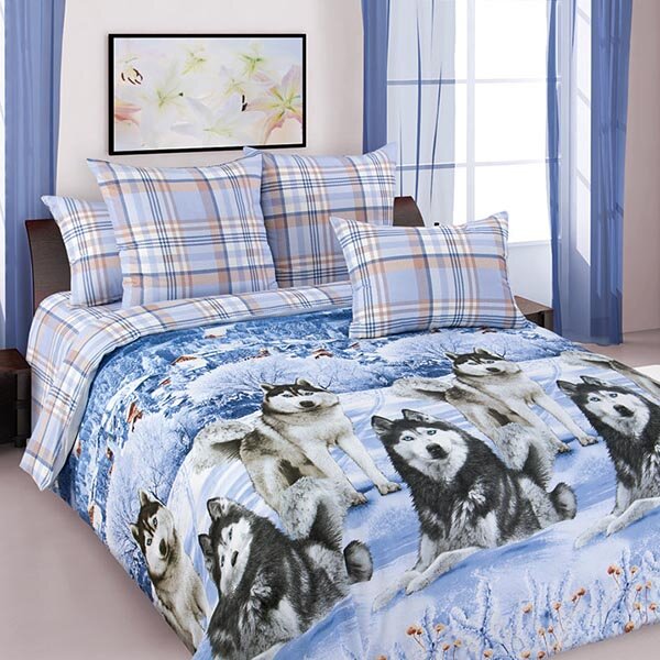 Хаски постельное белье перкаль