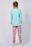 Пижама с брюками для девочки 91227 мятный/розовая клетка