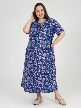 Платье Душка синие цветы ПГ-907