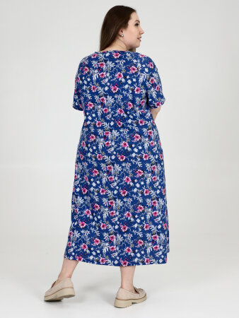 Платье Душка синие цветы ПГ-907