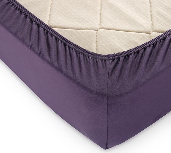 Простыня на резинке Баклажан, трикотаж