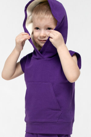 Майка для мальчика Енот с капюшоном фиолетовый
