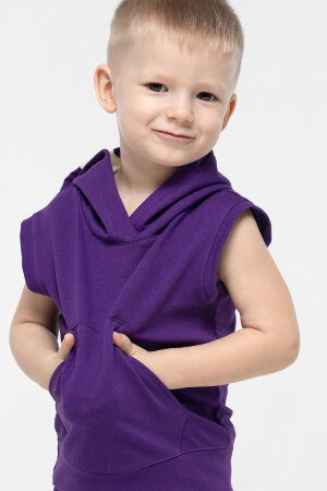 Майка для мальчика Енот с капюшоном фиолетовый