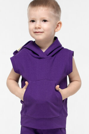 Майка для мальчика Енот с капюшоном фиолетовый