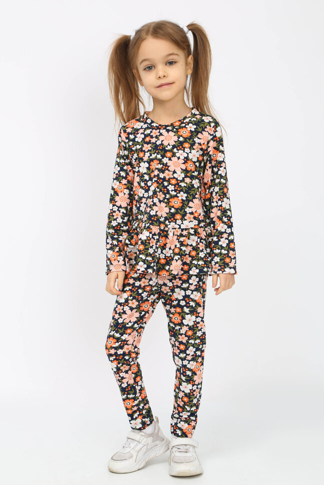 Костюм с брюками для девочки Оранжевый цветок арт-113