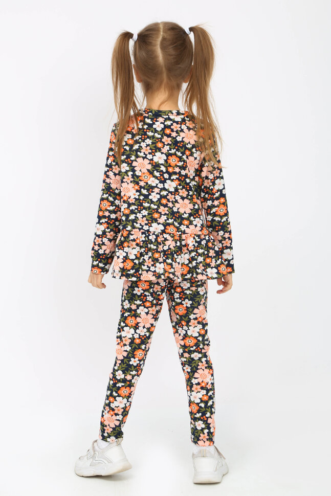 Костюм с брюками для девочки Оранжевый цветок арт-113