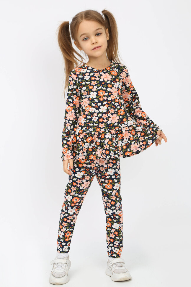 Костюм с брюками для девочки Оранжевый цветок арт-113