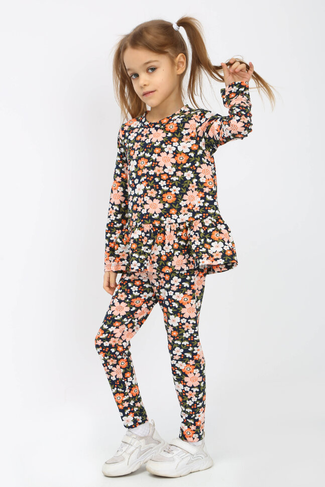Костюм с брюками для девочки Оранжевый цветок арт-113