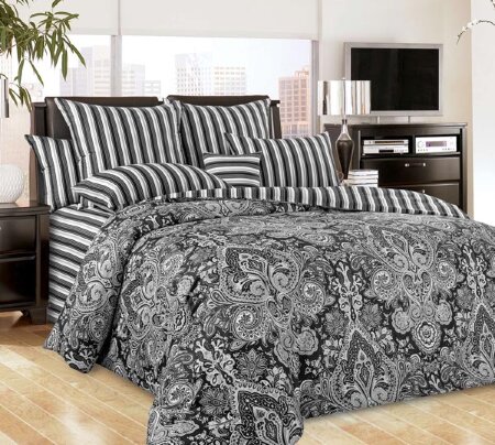 Пейсли черный постельное белье сатин