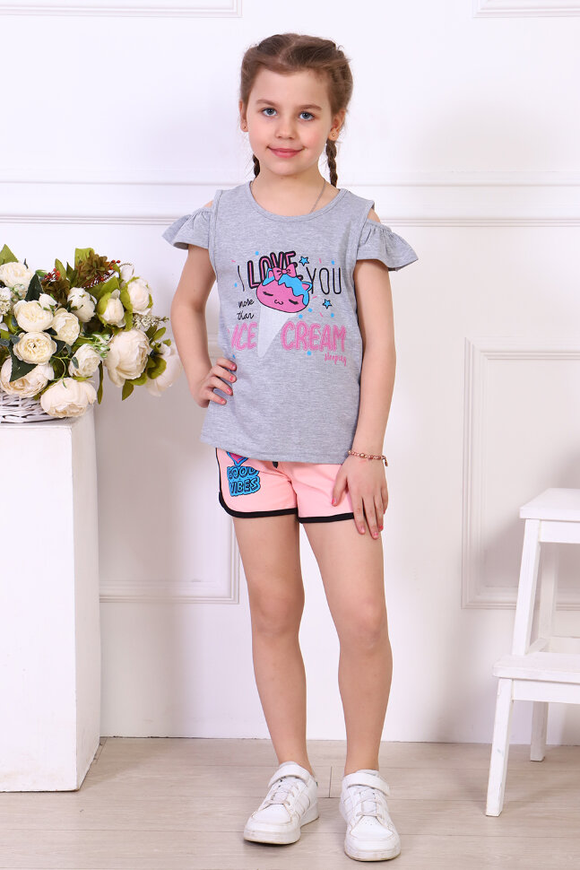 Костюм с шортами для девочки 61010 меланж