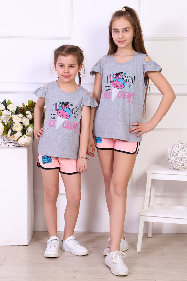 Костюм с шортами для девочки 61010 меланж