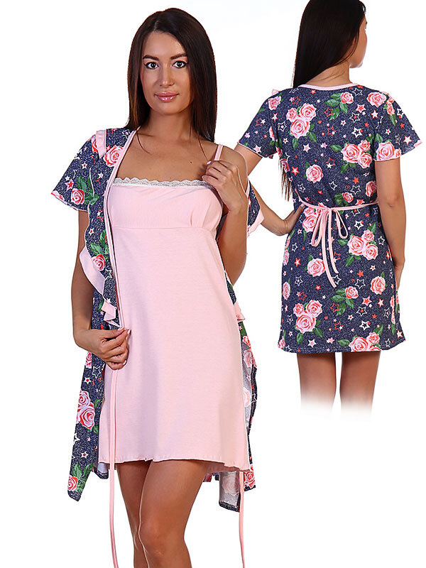 Халат + сорочка Фуксия