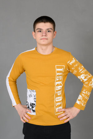 Детский лонгслив для мальчика 83019 горчичный