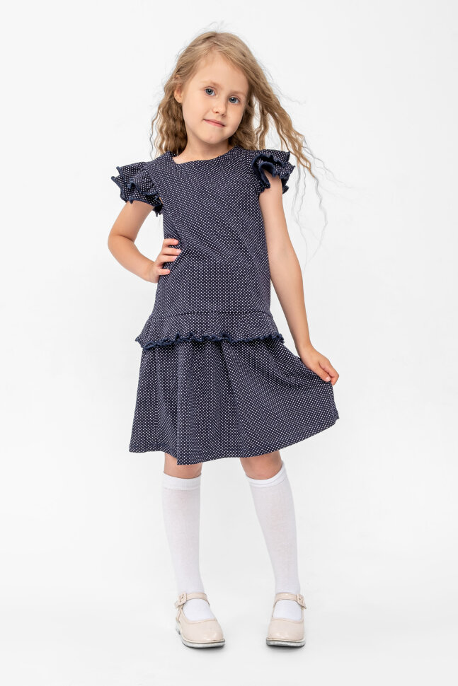 Костюм с юбкой для девочки Полька Синий