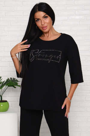 Женский костюм с брюками 24656 черный