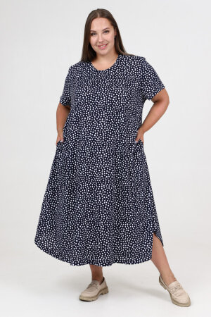 Платье Комфорт чернильный горох ПЛГ-89
