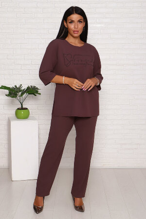 Женский костюм с брюками 24656 какао