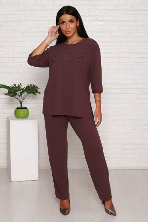 Женский костюм с брюками 24656 какао