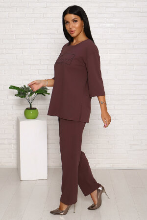 Женский костюм с брюками 24656 какао